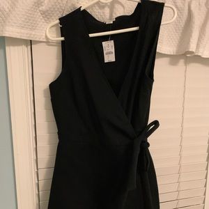 Jcrew jersey black fit and flare wrap dress